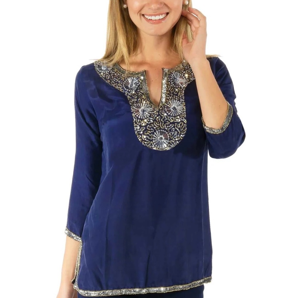 Gretchen Scott Designs Royal Blue Embellished Tunic